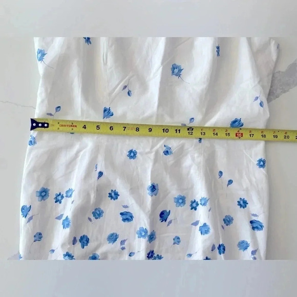 Casual Corner Annex Women’s 100% Cotton Sleeveless Dress Blue Flowers Small Size - Picture 11 of 12